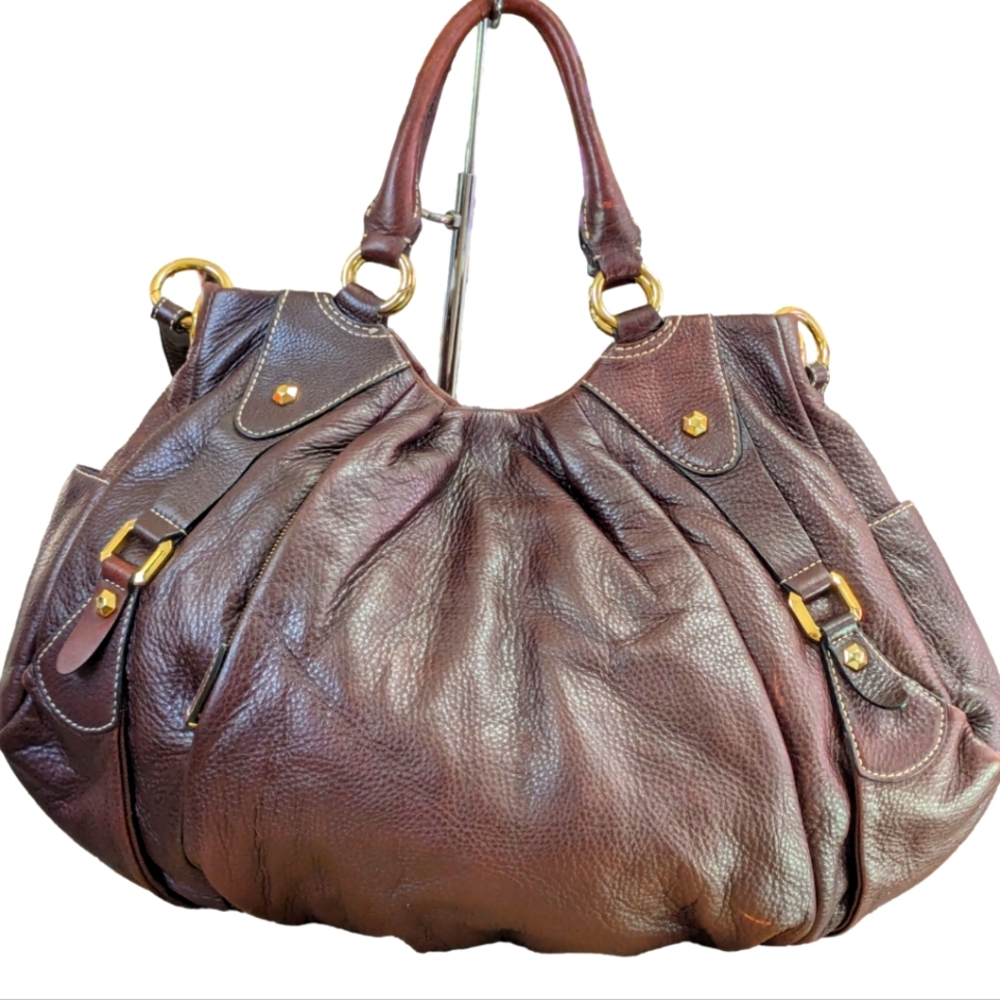 orYANY Gwen chocolate Brown Distressed Leather multiple Pockets Shoulder Bag - Picture 5 of 15
